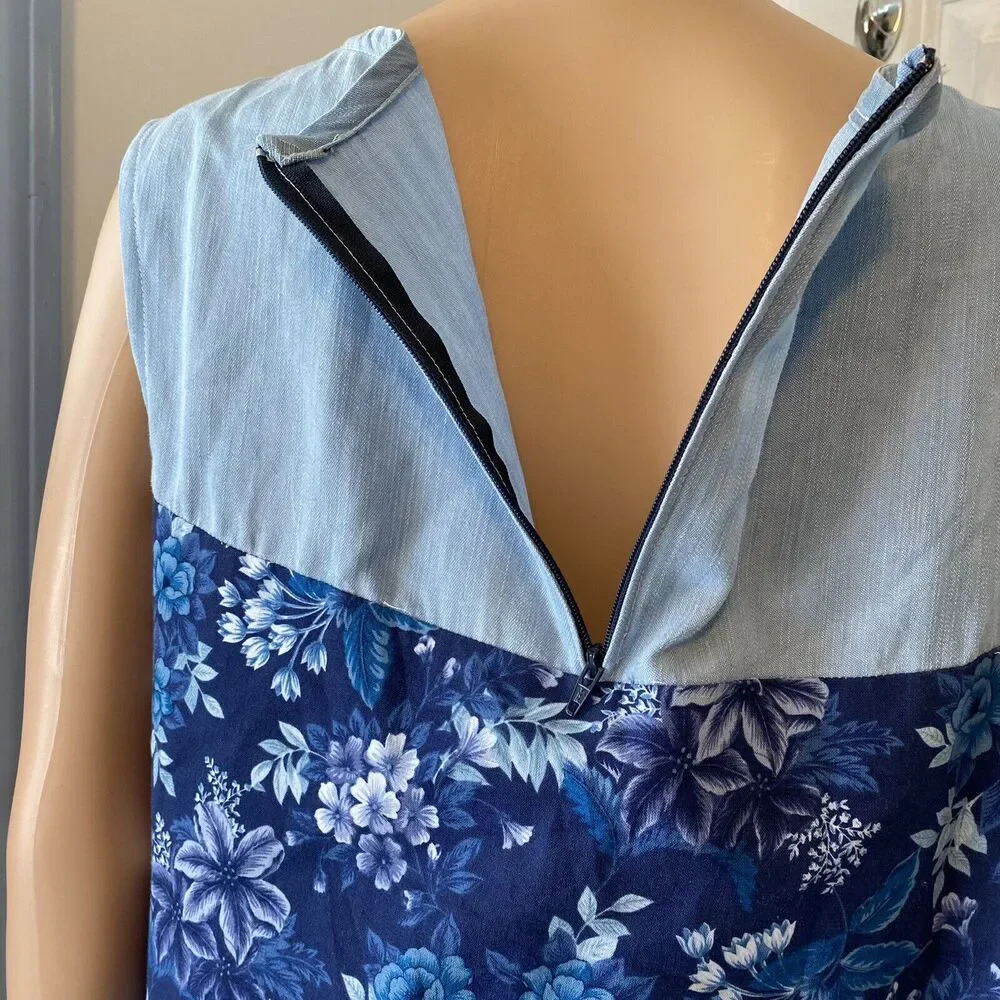 Vintage 90s Handmade Tank Sun Dress Midi Floral Cottagecore Hawaiian Casual Sz L - Picture 6 of 6
